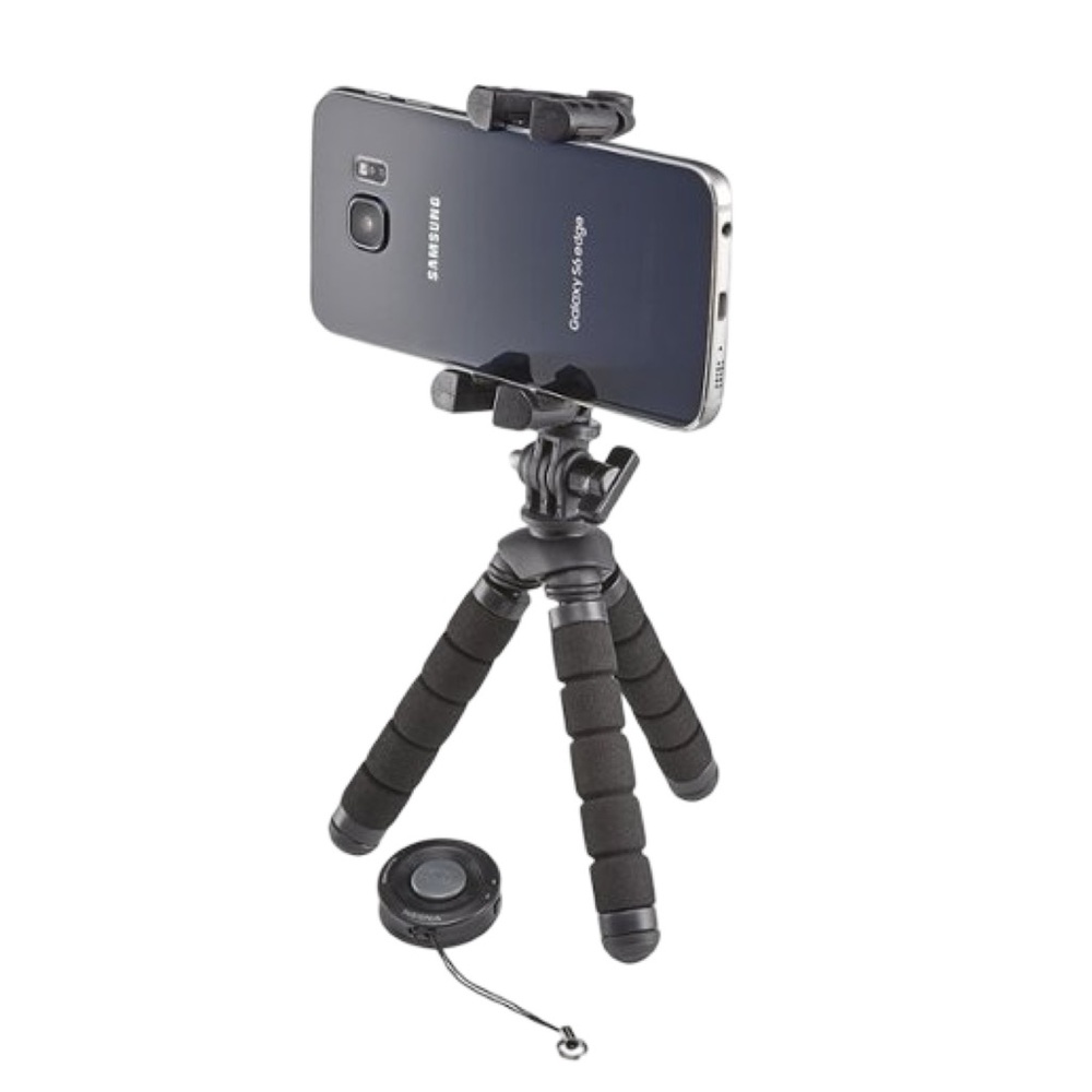 Insignia™ - Tripod and Bluetooth Shutter Remote for Most Cell Phones
